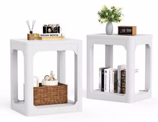 Tavolino da caffè - Tavolino laterale - Tavolo da pranzo - Il piano del tavolo è spesso 3 cm ed ha un design a due livelli, con uno spazio interno per la conservazione. Materiale: MDF. Dimensioni: 50x40x60 cm. Ideale per il soggiorno, la camera da letto,