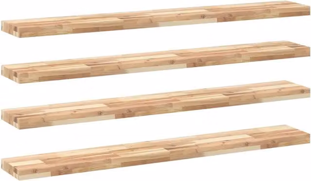 4 pz Mensole da Parete | Scaffali a Parete | Ripiano a parete 160x20x4 cm Legno Acacia Non Trattato