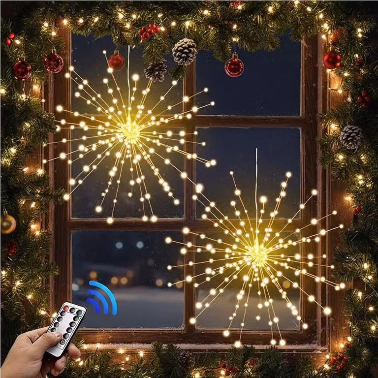 2x 200 LED palla incandescente luci fata batteria, fai da te appeso fuochi d'artificio luci, 8 modalità, con telecomando, festa interna matrimonio finestra decorazione di Natale