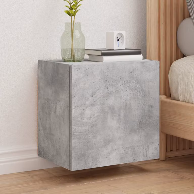 Mobile TV da parete vidaXL in legno e MDF, design moderno grigio cemento, L: 40,5 cm, P: 30 cm, H: 40 cm