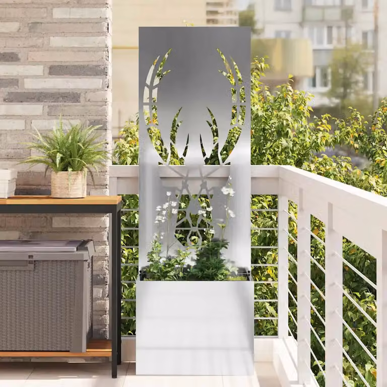 vidaXL Paravent per privacy in giardino in acciaio galvanizzato Argento L: 50 cm, P: 32 cm, H: 150 cm