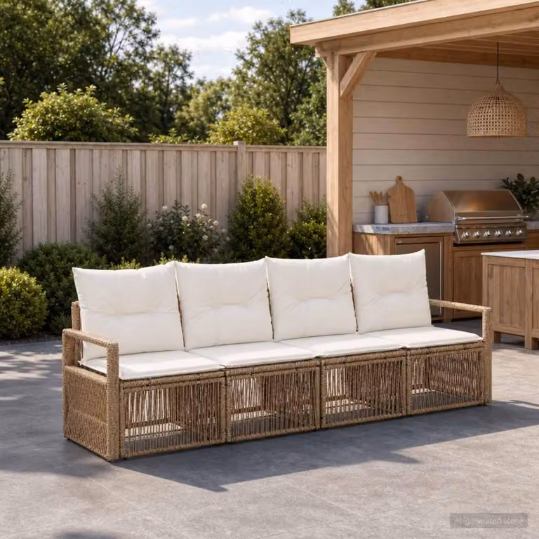 Maison Exclusive - Set da giardino composto da 4 pezzi, divano in rattan sintetico beige