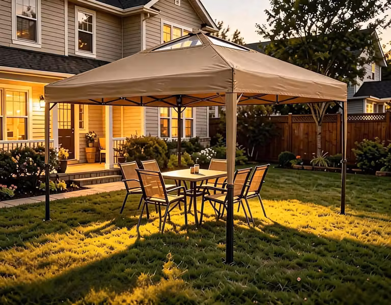 Padiglione pieghevole 3x3 metri - Tenda pop-up per feste - Tetto impermeabile in tessuto Oxford - Struttura in acciaio robusta - Altezza regolabile - Protezione UV - Colore kaki