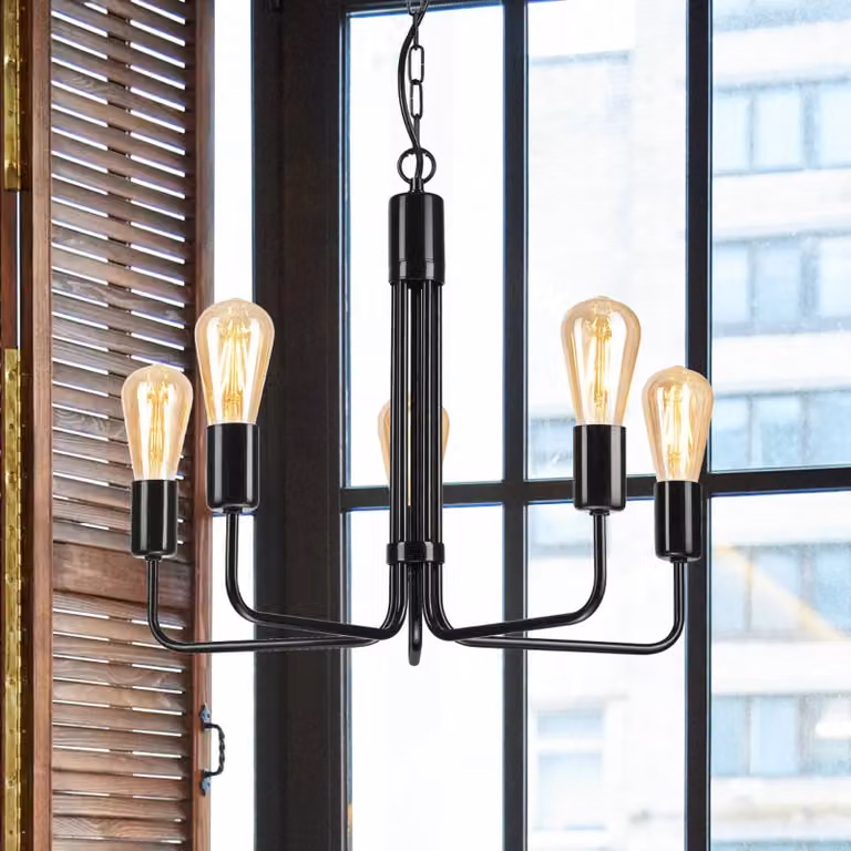 Lampadario a soffitto Malou Lamkur, dimmerabile, Nero, Soggiorno / Sala da pranzo, Metallo, Moderno, Lampadario
