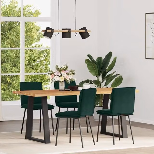 Set di 4 sedie da pranzo moderne vidaXL in velluto verde con struttura in metallo e legno