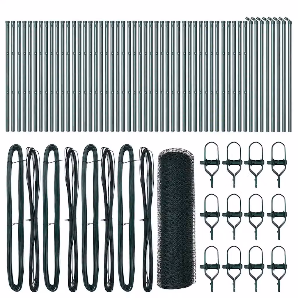 Fissaggio a terra esagonale per recinzione vidaXL in acciaio e PVC, Verde, L: 100 cm, P: 0,5 m – 2