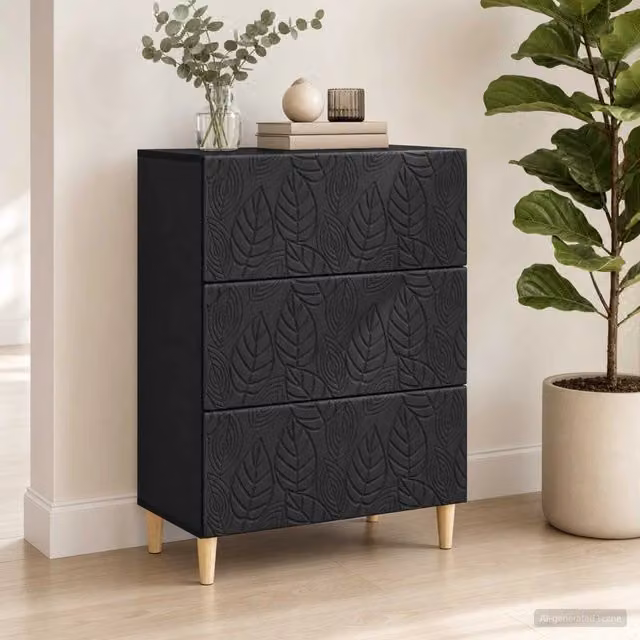 Mobile con 5 cassetti vidaXL nero moderno in legno ingegnerizzato L: 66 cm, P: 34,5 cm, H: 90 cm – 1