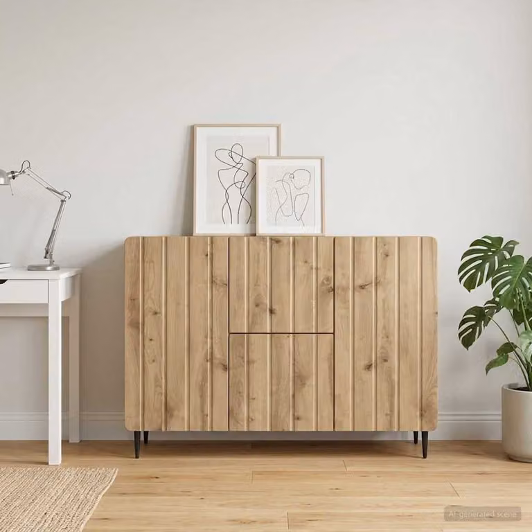 Credenza moderna vidaXL in rovere marrone con finitura opaca L: 89 cm, P: 34,5 cm, H: 62 cm