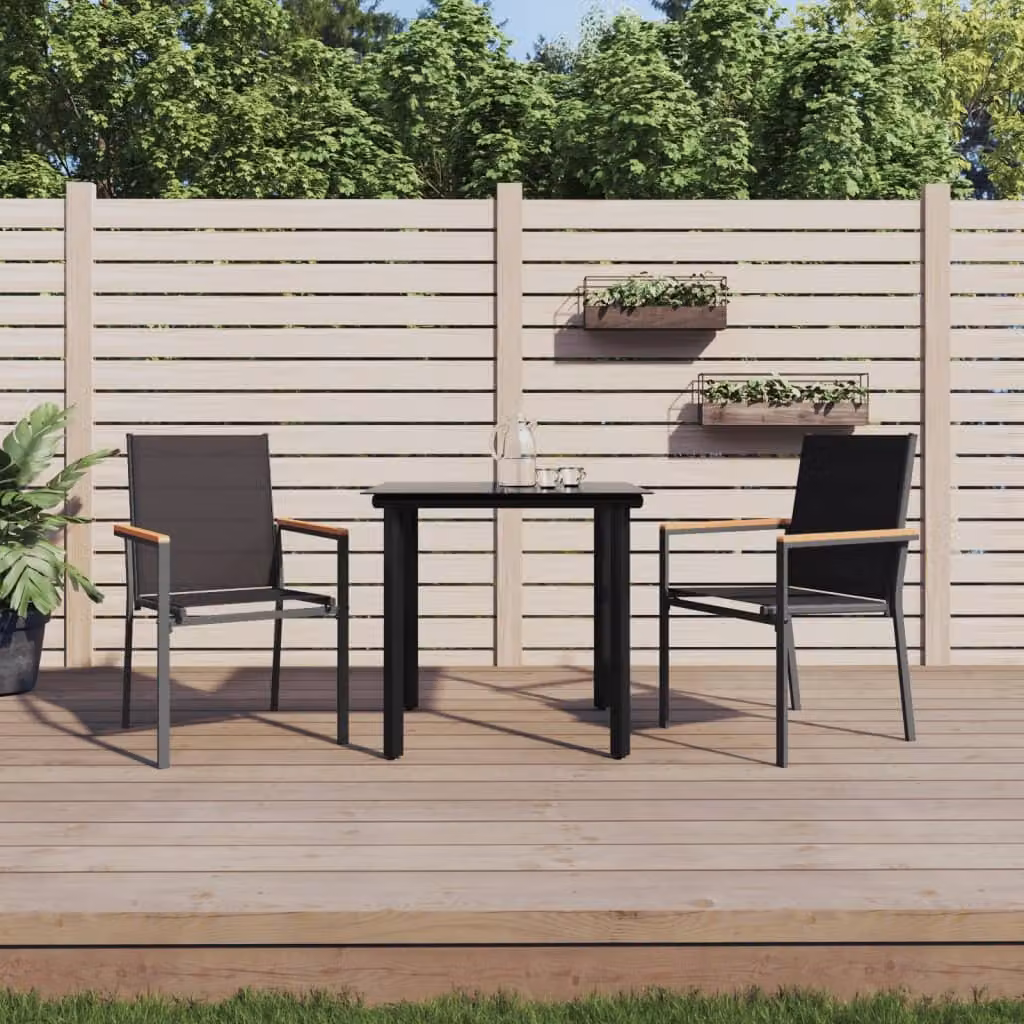 Maison Exclusive - Set da pranzo da giardino a 3 pezzi in Textilene nero e acciaio