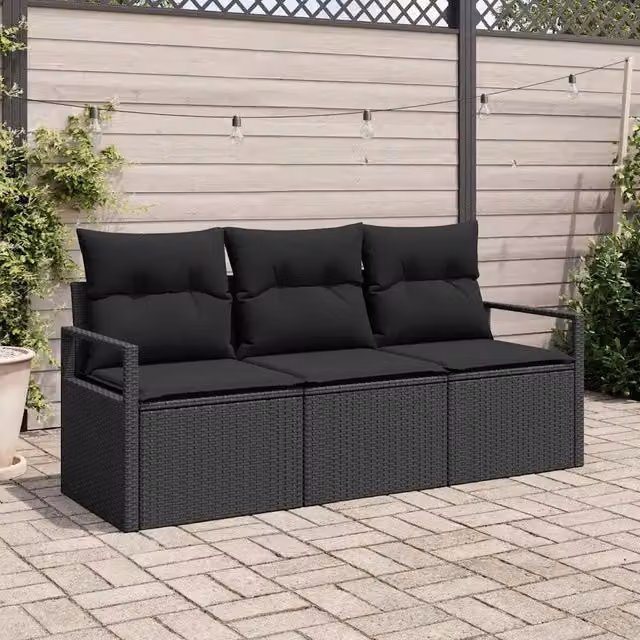 Set di divani 3 pz Nero polyrattan 3346243