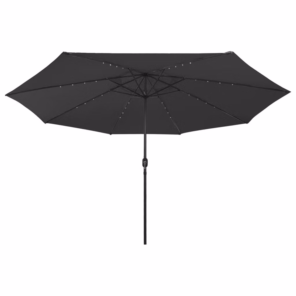 vidaXL Ombrellone con illuminazione a LED 400 cm nero