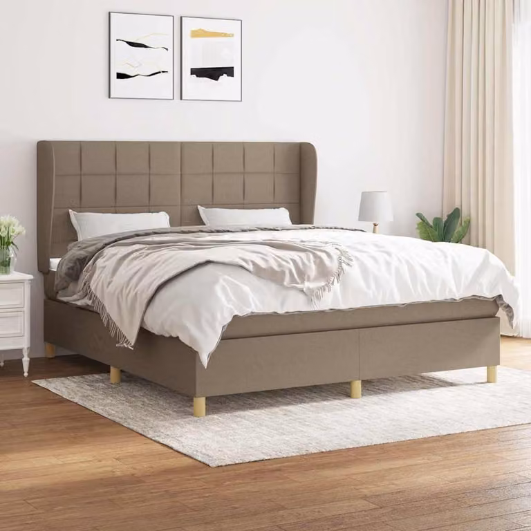 vidaXL Giroletto a Molle con Materasso in Tessuto, L/P/H: 160 x 200 x 128 cm