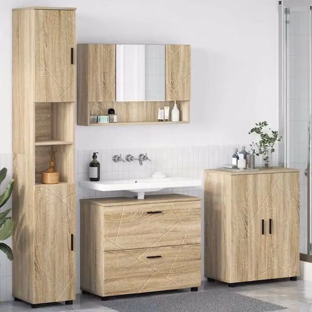 Set di mobili per il bagno 4 pz Rovere Sonoma 35 x 30 x 192 cm 3393085