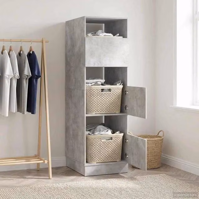 Mobile da lavanderia Grigio Cemento 50 x 68 x 162 cm 3422795