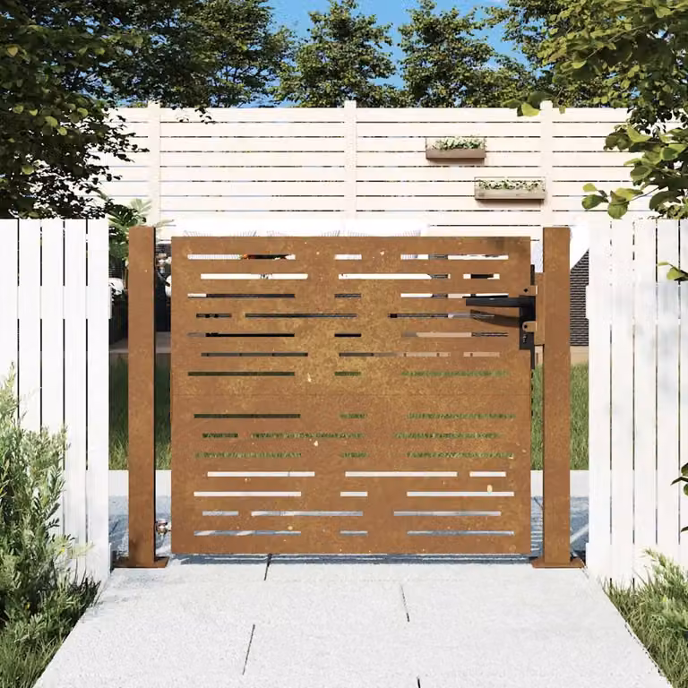 Cancello da giardino singolo vidaXL in acciaio Corten marrone L: 104 cm, H: 75 cm