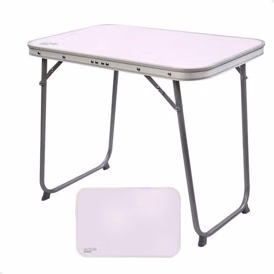 Tavolo da campeggio pieghevole in MDF e acciaio 60x40x50 cm