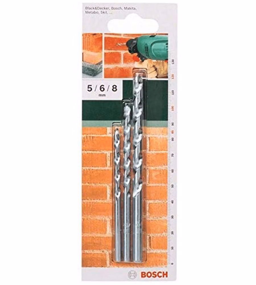 Bosch Set Punte per Muratura 3 Pezzi 5-6-8mm Colore Argento