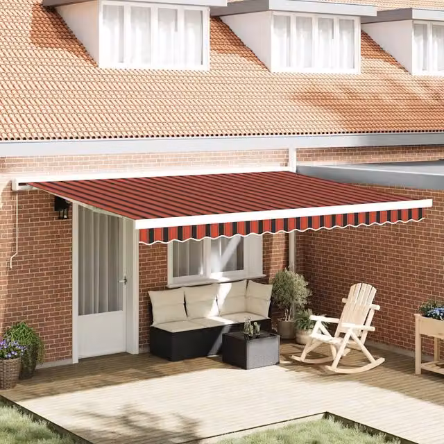 Tenda retrattile Rosso e Nero 450 × 300 cm Tela e Alluminio 3330887