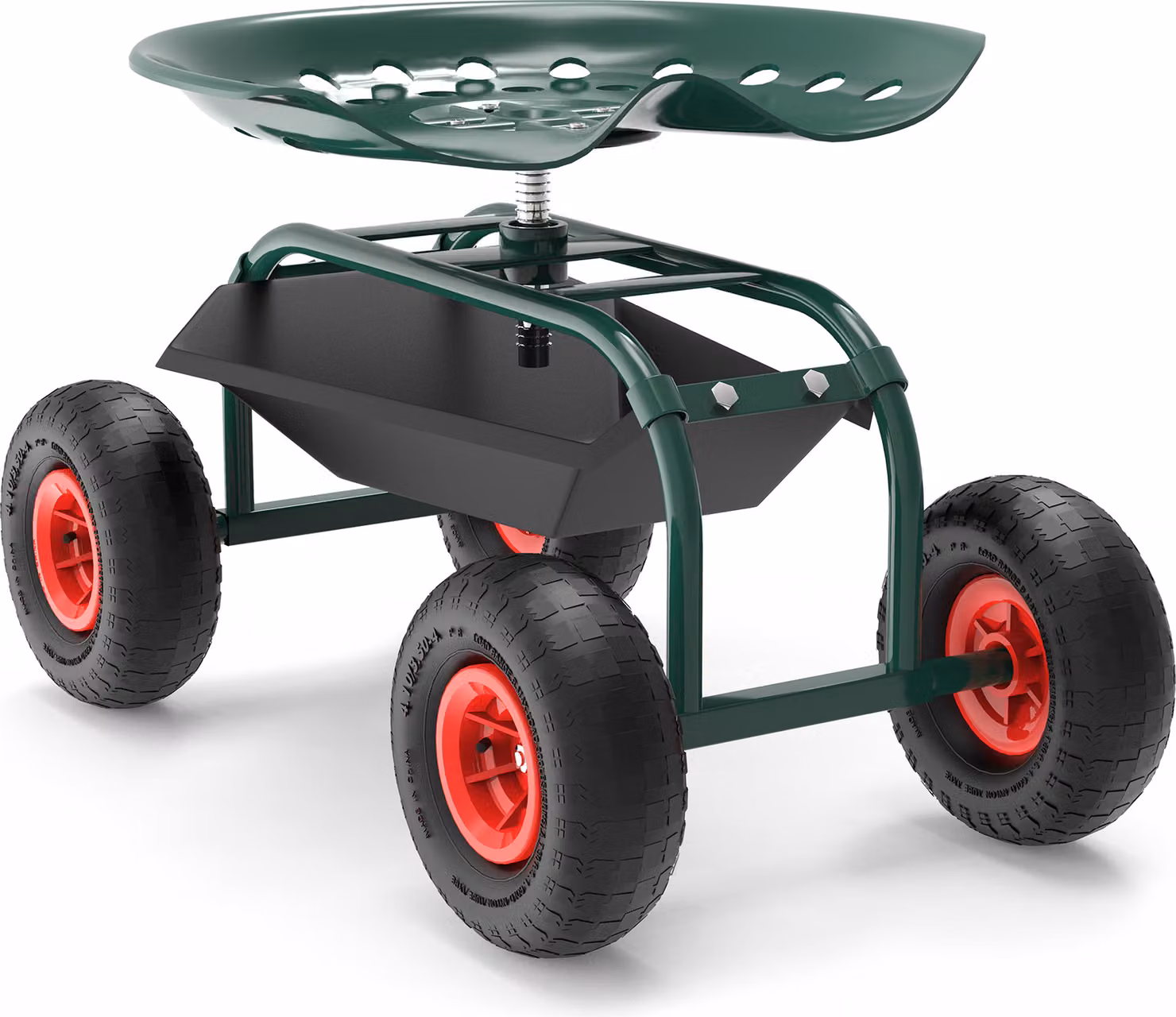 Carrello da giardino Wiltec con piano d'appoggio fino a 150 kg Sgabello da giardino con pneumatici Carrello da giardino per il giardinaggio Carrello da officina Carrello rotante Sedile da lavoro Sedile da giardino mobile