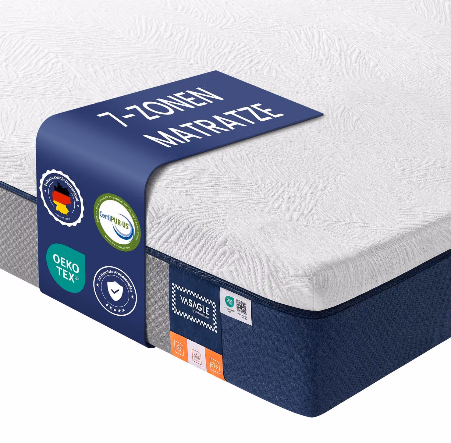 VASAGLE, materasso, 90 x 200 cm, imbottitura in gel e memory foam, spessore 20 cm, livello di comfort H3