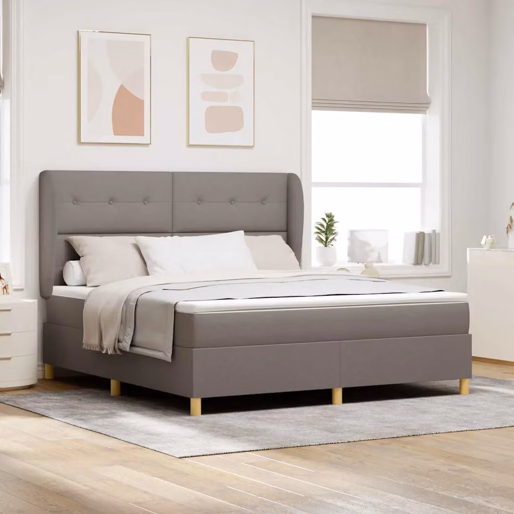 Letto a molle ibrido con testiera Talpa vidaXL, Grigio, L: 180 cm, P: 200 cm, H: 203 cm