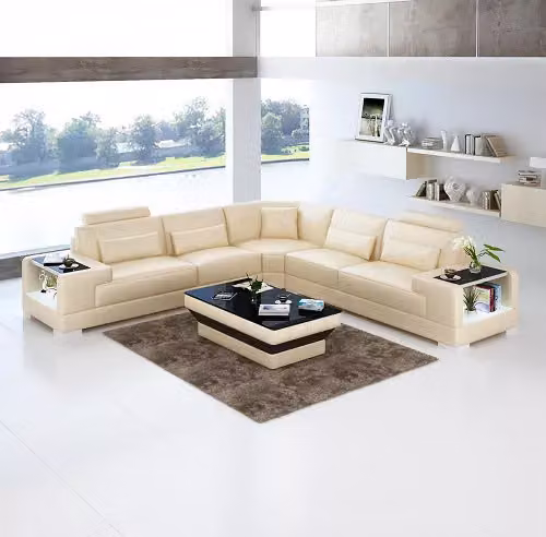 Moderne Eckcouch Design Ecksofa Wohnzimmer Möbel Lederpolster Couch Sofa L-Form