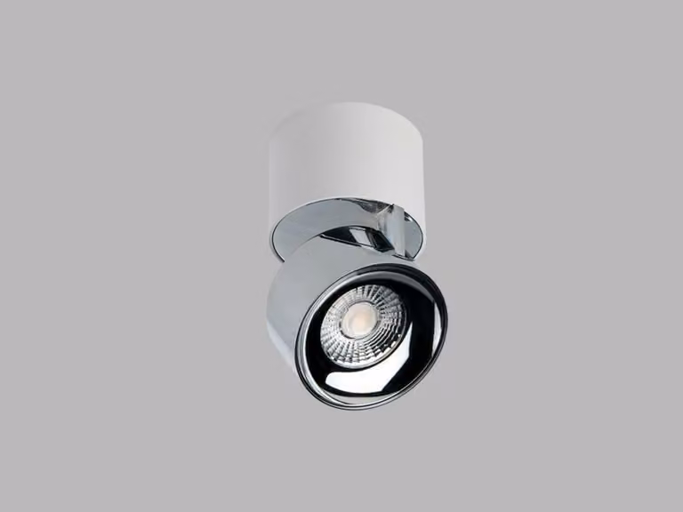 Apparecchio orientabile e inclinabile a soffitto LED2 KLIP ON CRI90, variante: 11 W, 3000 K, base bianca, riflettore cromato