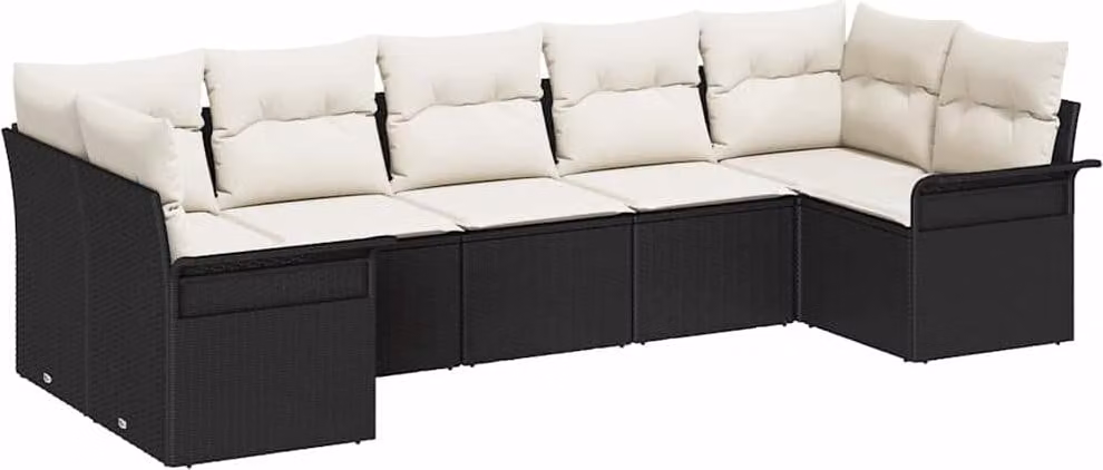Set Divano da Giardino con archiviazione 7 pcs Nero Poly Rattan