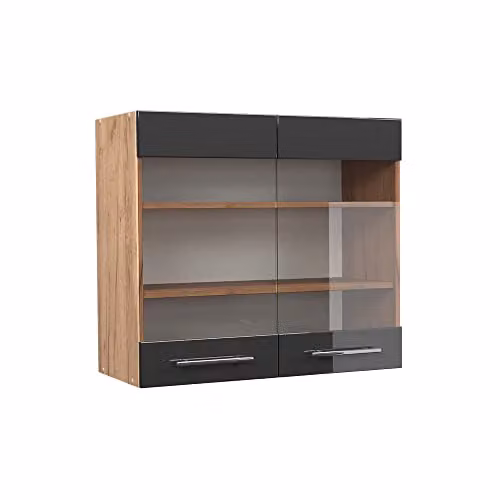 Vicco Mobile da cucina in vetro Fame-Line, Antracite lucido, 80 cm