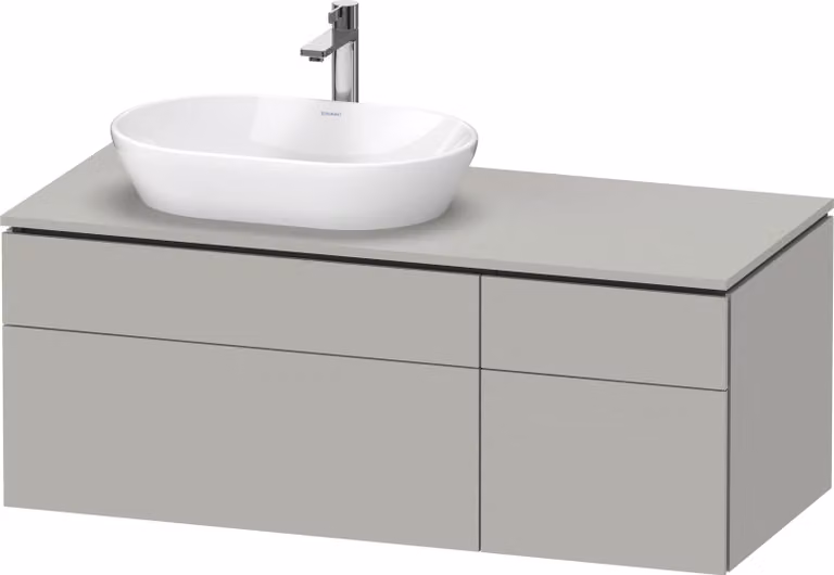 Duravit L-Cube Meuble sous-lavabo en console suspendu, avec plan de toilette en console, 4 tiroirs, vasque à gauche, 1220x482x550mm, LC4876007070000, LC4876007070000