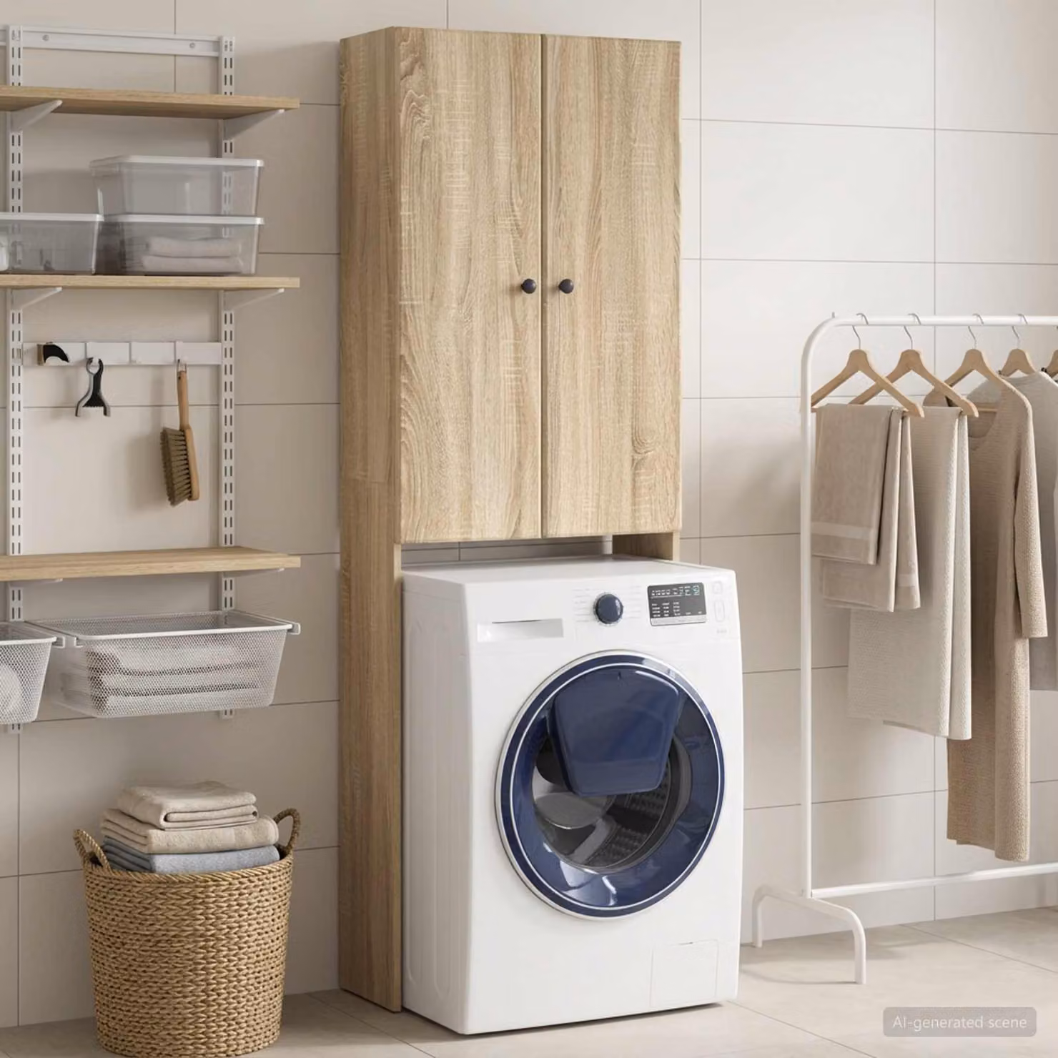 Mobile bagno vidaXL BREDA Rovere Sonoma, colore marrone, L: 66 cm, P: 25,5 cm, H: 190 cm