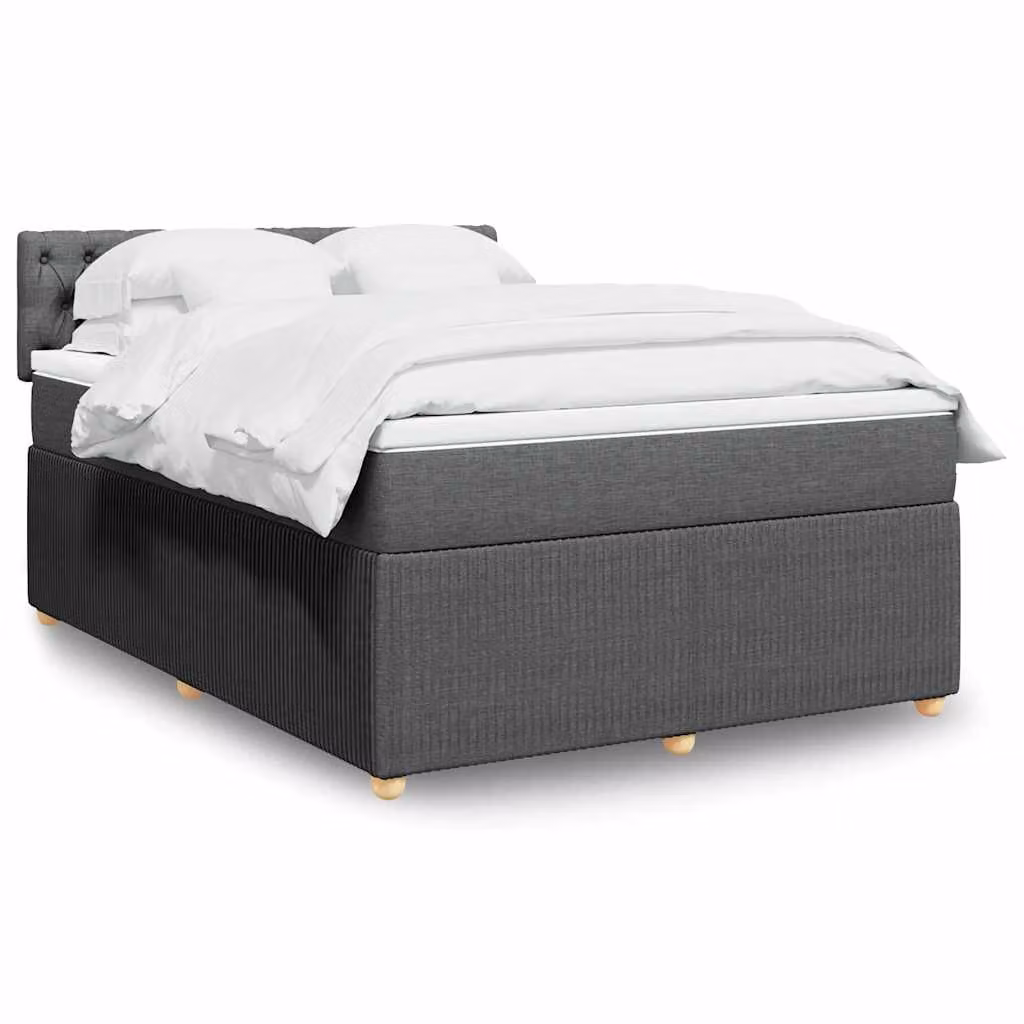 Giroletto a molle con materasso vidaXL in tessuto grigio e bianco L/P/H: 200 x 140 x 100,5 cm