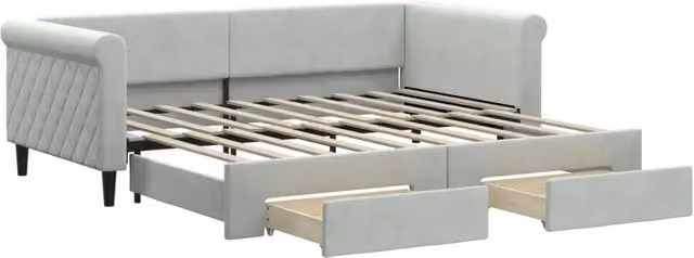 Divano letto | Sof¨¤ letto | Letto singolo Estraibile Cassetti Grigio Chiaro 90x190cm Velluto