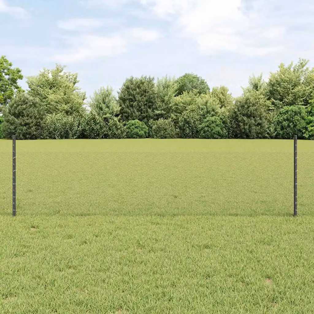 Recinzione esagonale con palo vidaXL in acciaio e PVC grigio, L: 50 m, H: 0,5 m