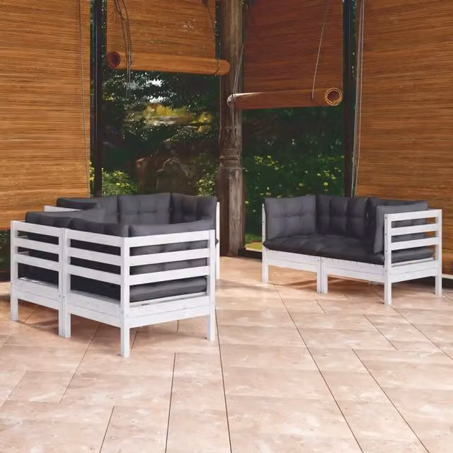 Set Salotto da Giardino 6 pz con Cuscini Legno Massello di Pino 3096245