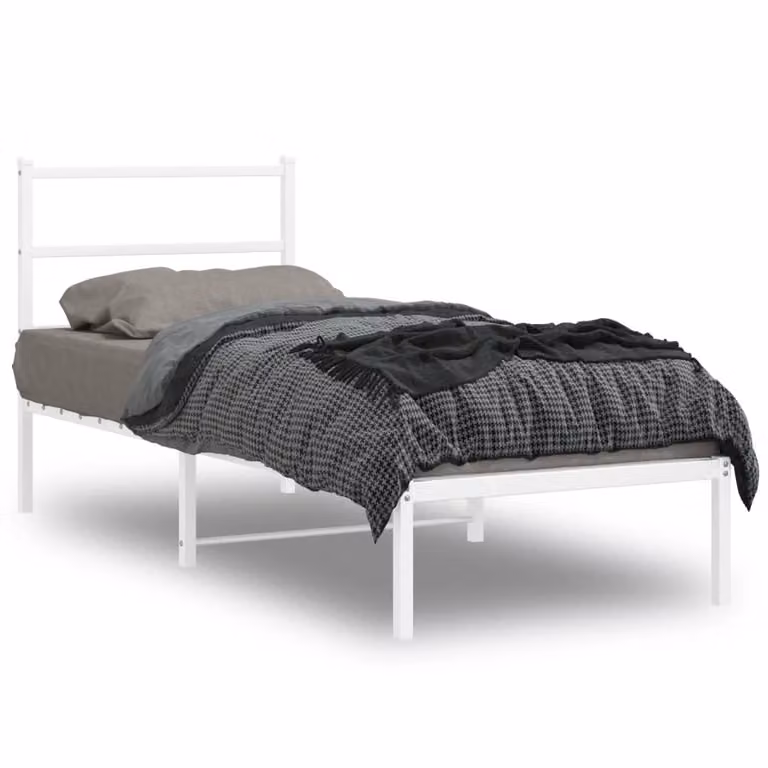 vidaXL Giroletto in metallo con testiera bianco L: 75 cm, P: 190 cm