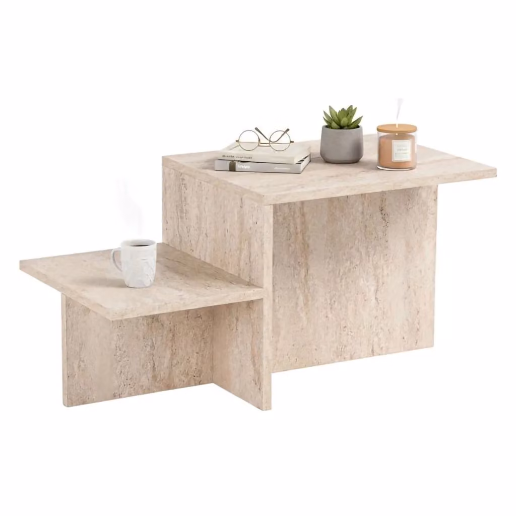 Tavolino da salotto Varian DMORA beige con ripiano per portariviste L: 80 cm, P: 40 cm, H: 40 cm – 2