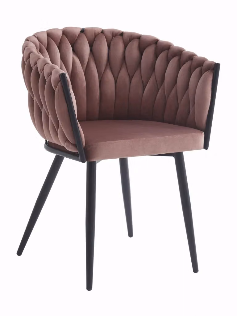 Set di 2 sedie Valora MAYAN in velluto rosa scuro con gambe nere – 2