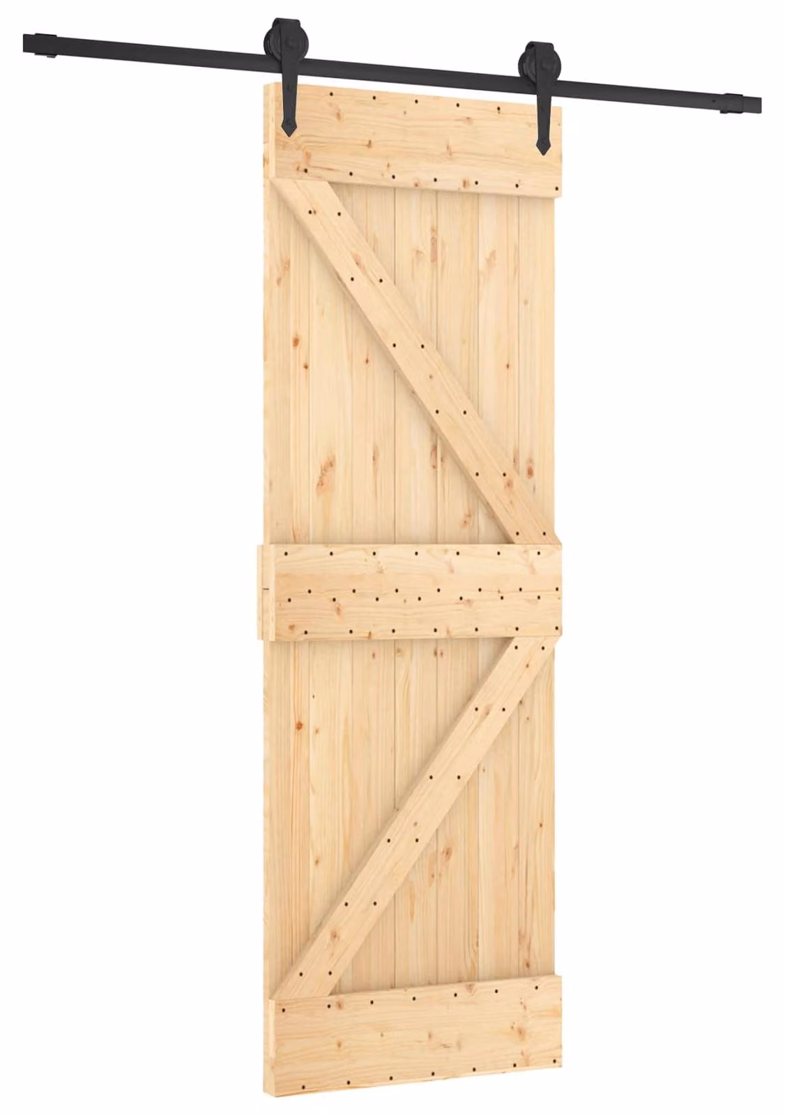 Porta scorrevole Naturale e Nero 70 x 210 cm