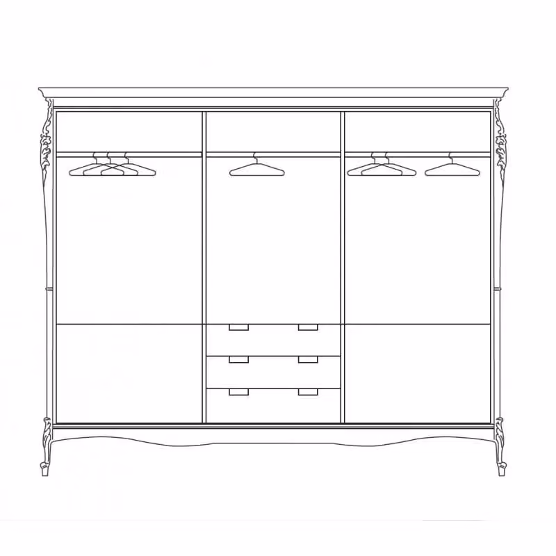 Armadio classico con 3 ante scorrevoli in legno bianco Mobili 2G L/P/H: 260 x 69 x 225 cm – 1