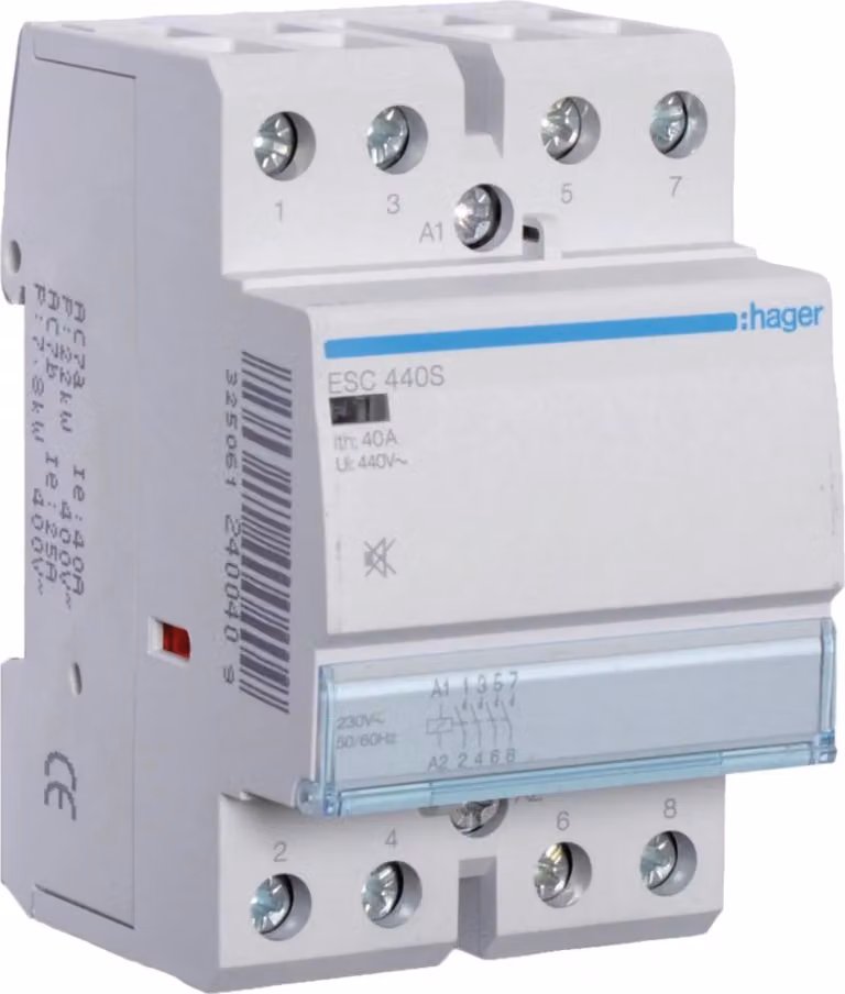 Contattore Hager senza ronzio, 40 A, 4S, 230 V, 1 pz.