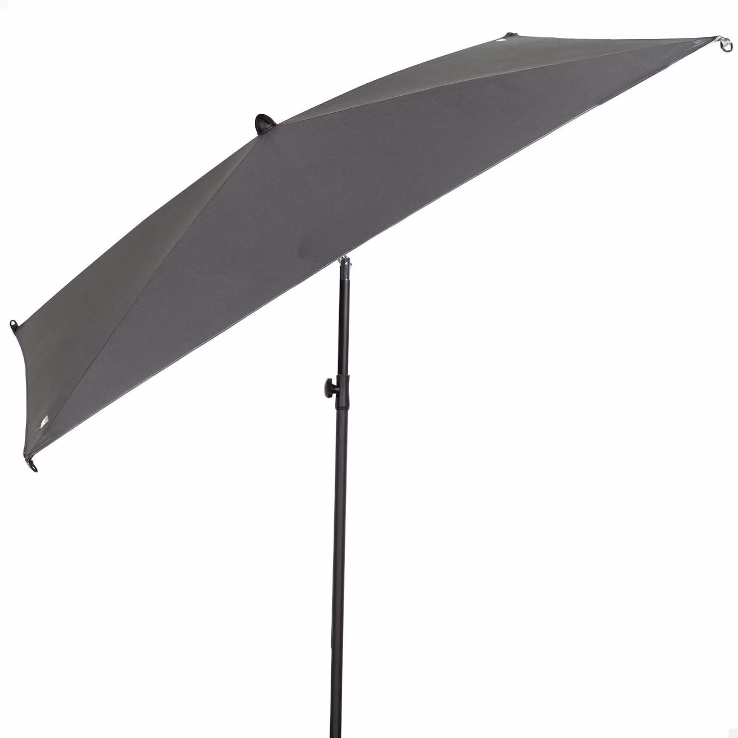 Ombrellone 61151: Ombrellone quadrato per terrazza, 175 x 175 cm, grigio, con palo in acciaio inclinabile, tessuto in poliestere con protezione UV30, e 4 robusti supporti