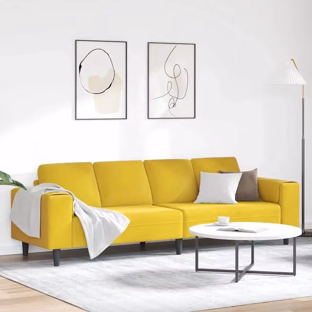 Divano per Soggiorno-Sofa da Soggiorno-Divanetto Giallo 250 x 77 x 76 cm
