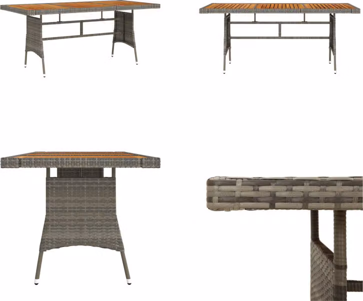 vidaXL Tavolo da giardino grigio 160x70x72 cm in poly rattan e legno massiccio di acacia - Tavolo da giardino - Tavoli da giardino - Tavolo da patio - Mobili da giardino