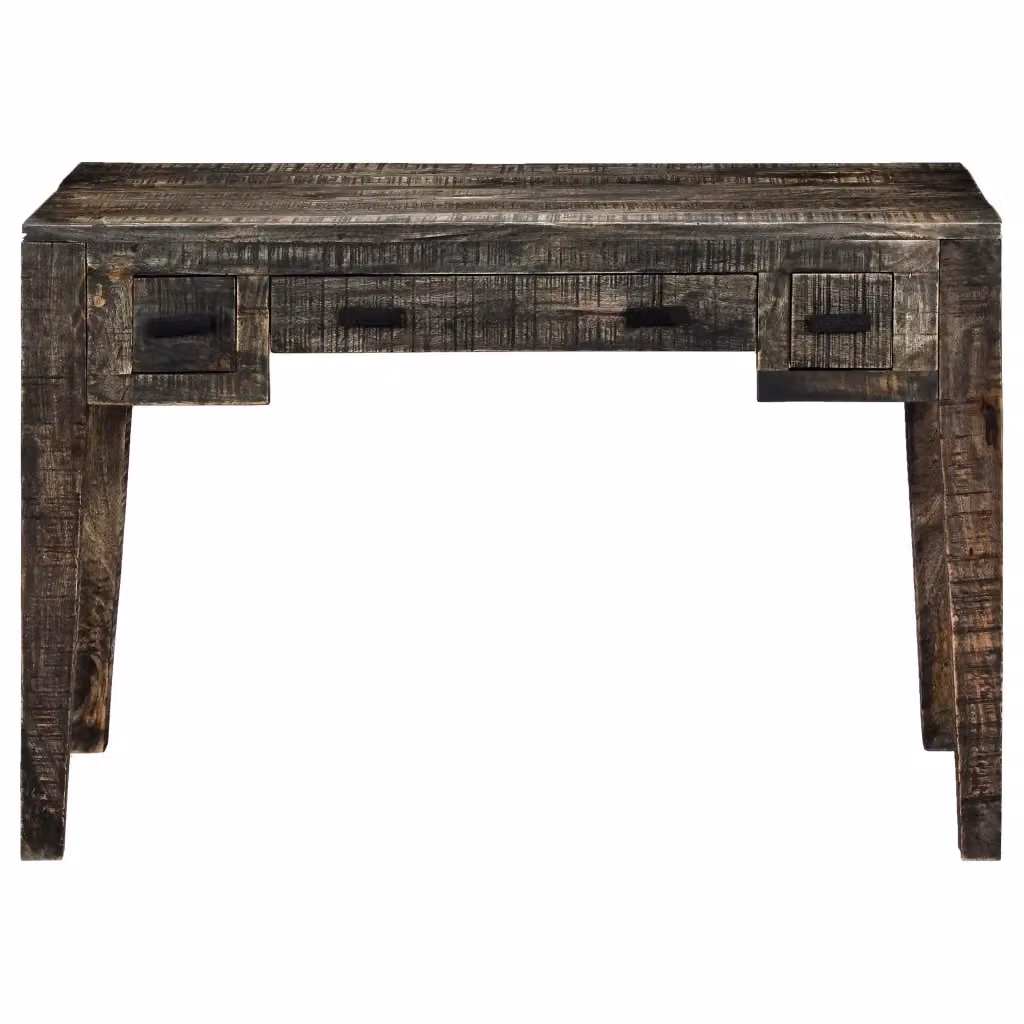 Scrivania nera in legno massello di mango stile vintage vidaXL L: 110 cm, P: 50 cm, H: 75 cm