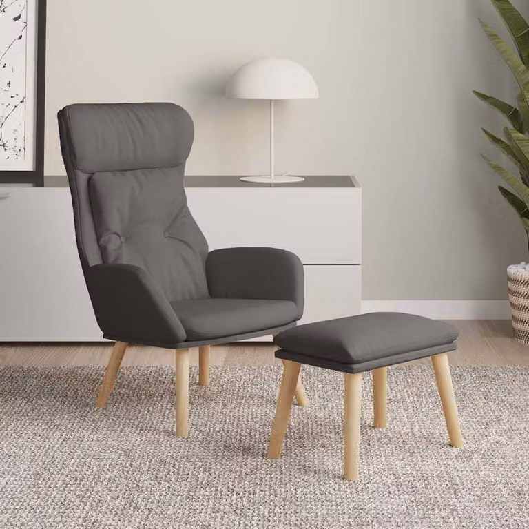 vidaXL Poltrona Relax con Poggiapiedi Grigio Chiaro in Tessuto e Struttura in Metallo
