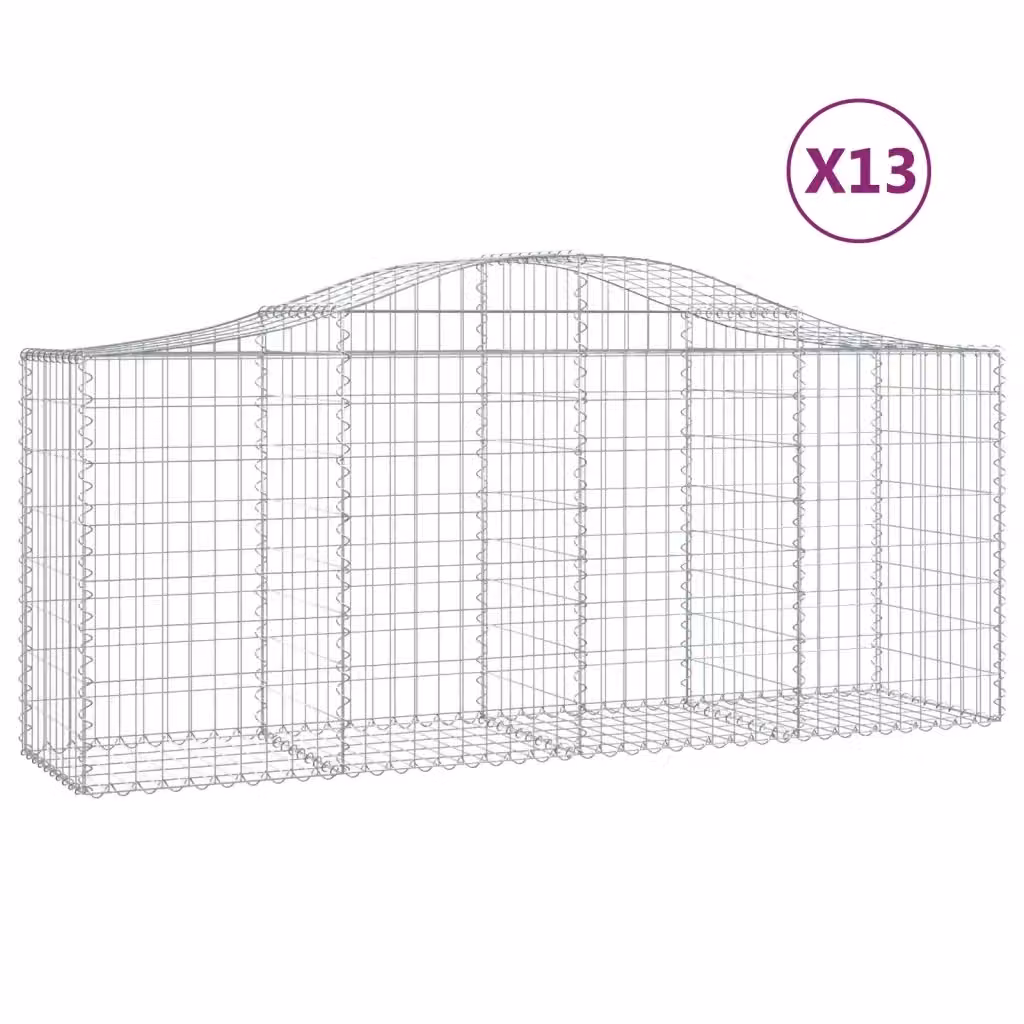 Set di 13 Cesti Gabbioni ad Arco Videx in Acciaio Zincato Argento L: 200 cm, P: 50 cm, H: 80/100 cm – 2
