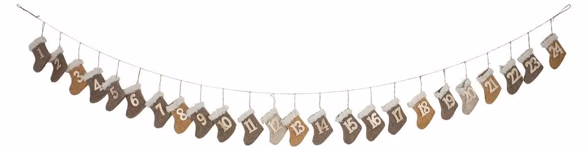 Calendario dell'Avvento ghirlanda marrone 220 cm