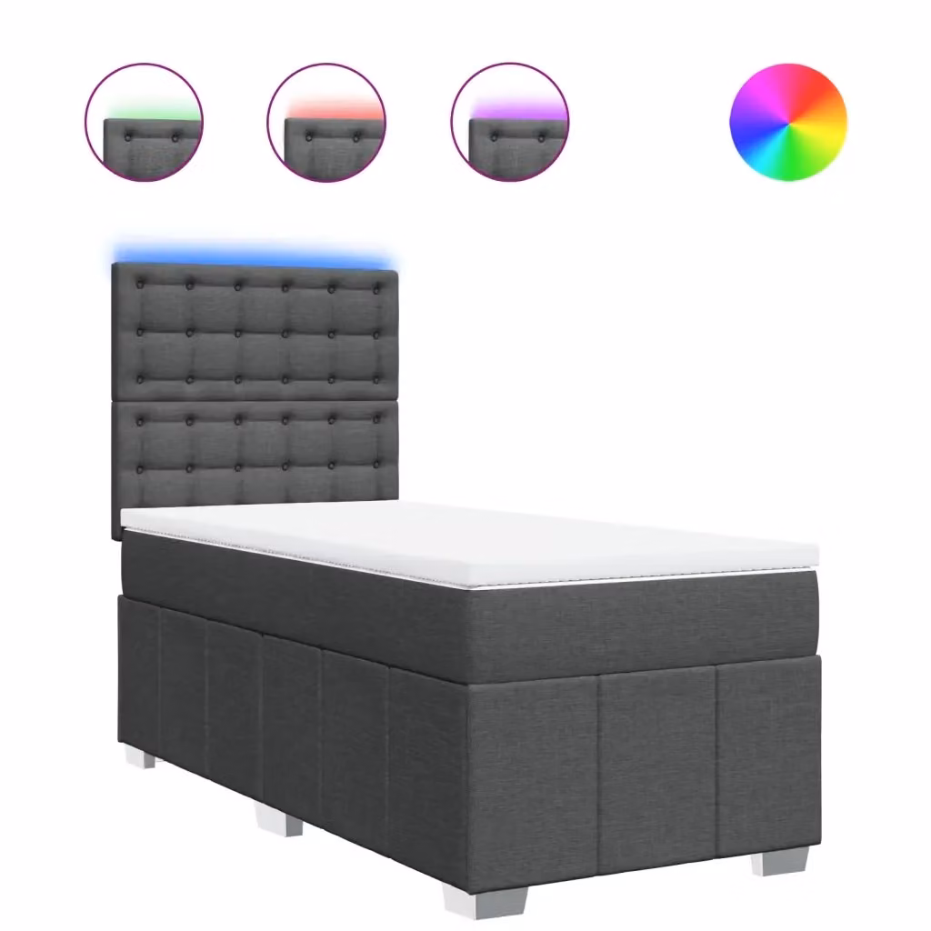 vidaXL Letto Ibrido con Materasso a Molle Insacchettate Grigio e Bianco L/P/H: 80 x 200 cm – 2