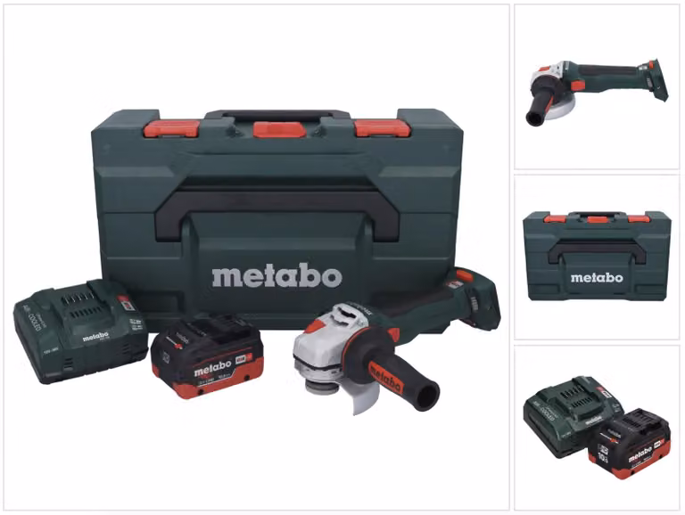 Metabo WB 18 LT BL 11-125 Quick Smerigliatrice angolare a batteria 18 V 125 mm Brushless + 1x batteria 10,0 Ah + caricabatterie + metaBOX